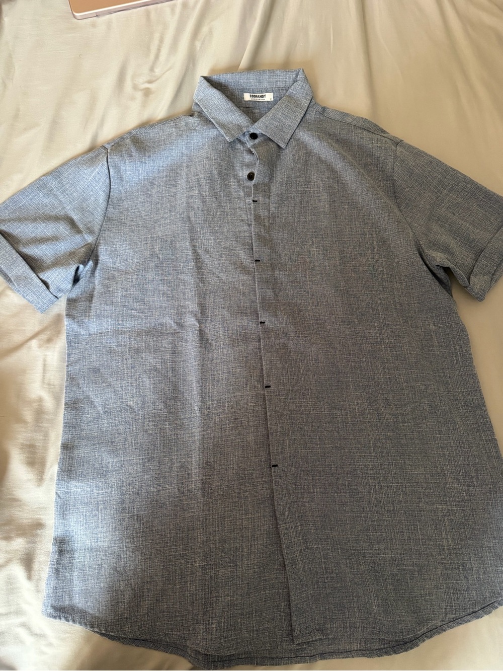 Unbranded Men's Short-Sleeve Button-Up Shirt in Light Blue